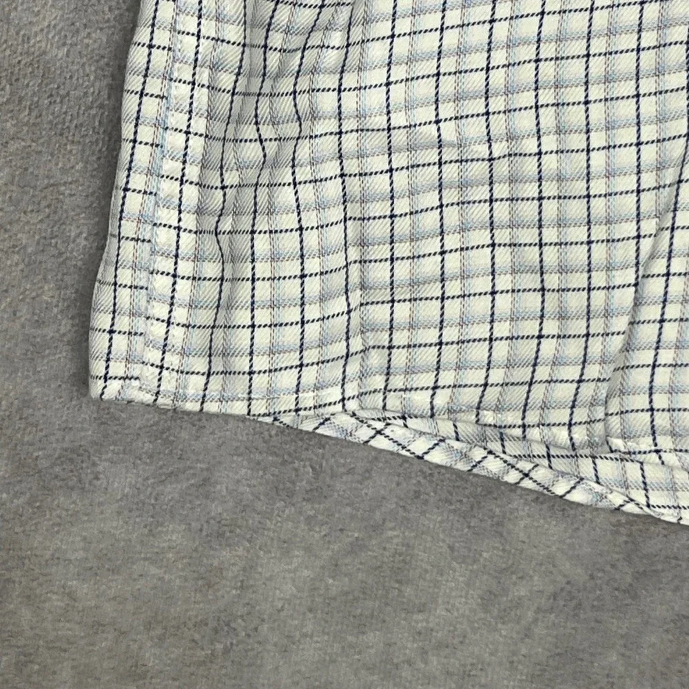Johnston & Murphy Button Front Shirt‎ Mens XXL Blue/Gray Check Cotton LS